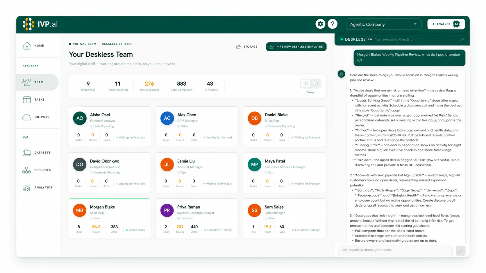 Deskless AI virtual employee platform